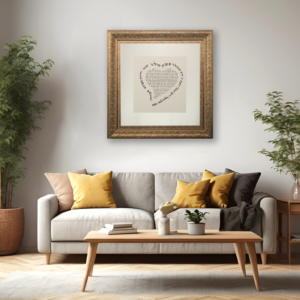 קלף אמיתי כתוב על ידי סופר סת"ם עם מסגרת זכוכית כפולה