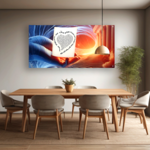 הדפס על זכוכית למראה מודרני ומרשים דגם יד עם עמודים ונחל