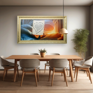 קנבס איכותי עם מסגרת, לתליה בביתך דגם יד עם עמודים ונחל